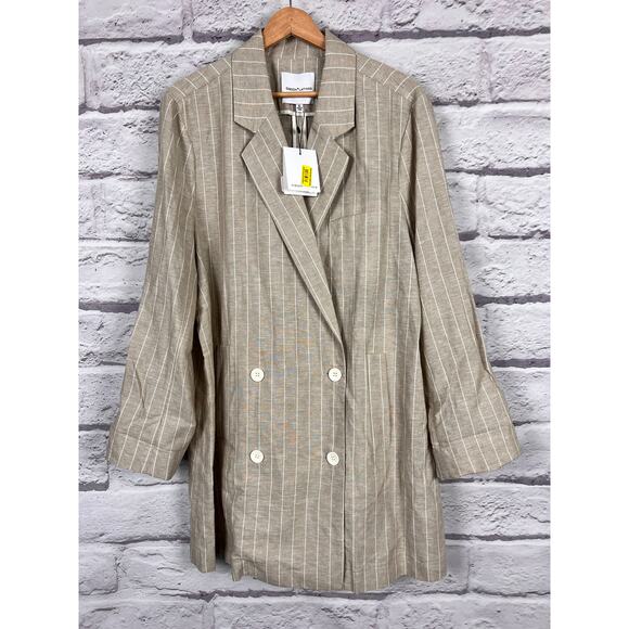 NWT Gibson Latimer Womens XL Coastal Preppy Classic Linen Double Breasted Blazer - Picture 3 of 13